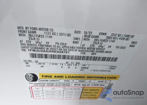 2024 Ford Expedition Limited z USA, uszkodzony, nr VIN 1FMJU2AGXREA08781